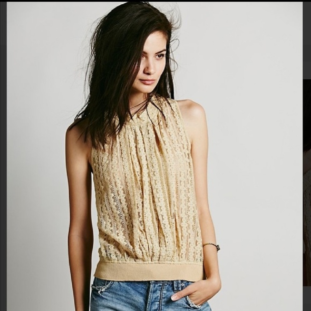 Free People FP ONE Lace Open Back Top Size S
